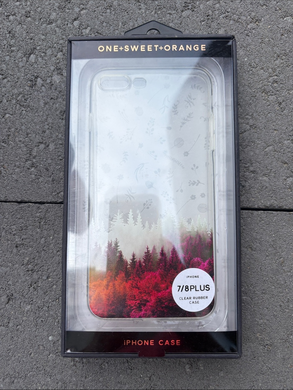 ONE+SWEET+ORANGE Pink & Orange Forest Clear iPhone 7/8 Plus Case